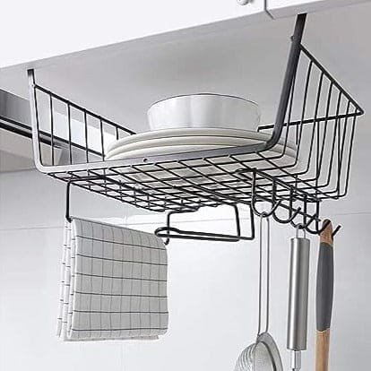 Under Cabinet Hanger Rack, Home Kitchen Hanging Mesh Basket, Wire Shelf Block Rack Organizer, Cabinet Partition Wardrobe Storage Rack, Multipurpose Space Saving Hanging Under Baskets Under Cabinet Hanger Rack, Home Kitchen Hanging Mesh Basket, Wire Shelf Block Rack Organizer, Cabinet Partition Wardrobe Storage Rack, Multipurpose Space Saving Hanging Under Baskets
